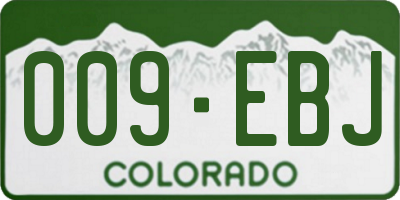 CO license plate 009EBJ
