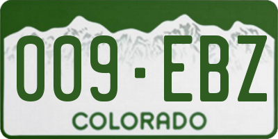 CO license plate 009EBZ