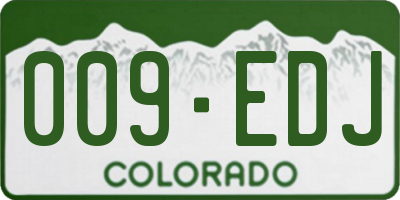 CO license plate 009EDJ