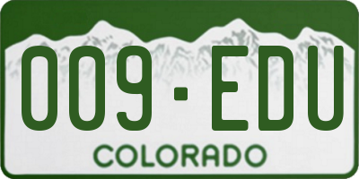 CO license plate 009EDU