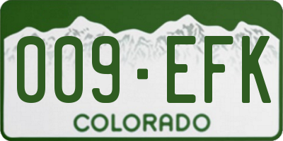 CO license plate 009EFK