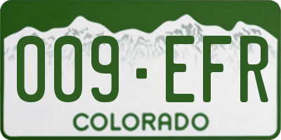 CO license plate 009EFR