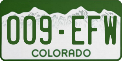 CO license plate 009EFW