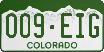 CO license plate 009EIG