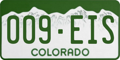 CO license plate 009EIS
