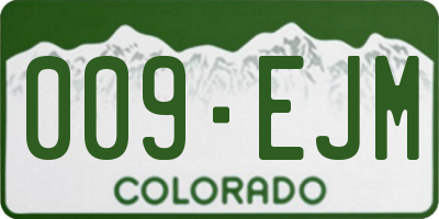 CO license plate 009EJM