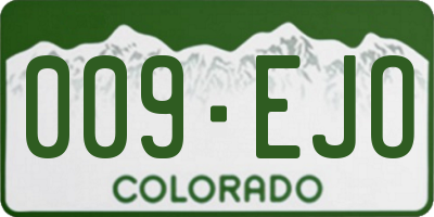 CO license plate 009EJO