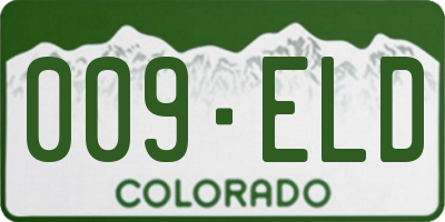CO license plate 009ELD