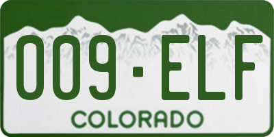 CO license plate 009ELF