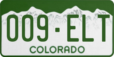 CO license plate 009ELT