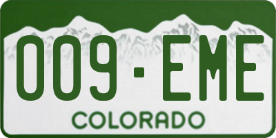 CO license plate 009EME