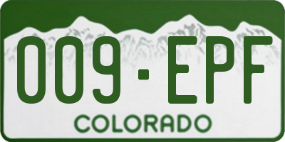 CO license plate 009EPF