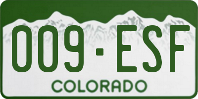 CO license plate 009ESF