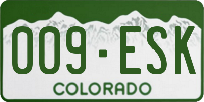 CO license plate 009ESK