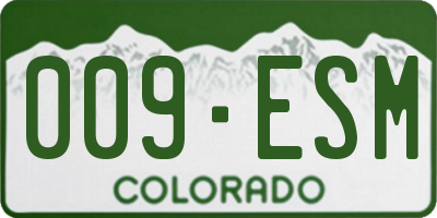 CO license plate 009ESM