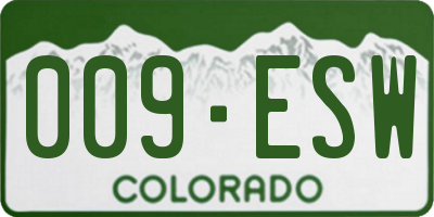 CO license plate 009ESW