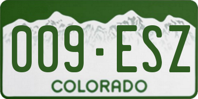 CO license plate 009ESZ