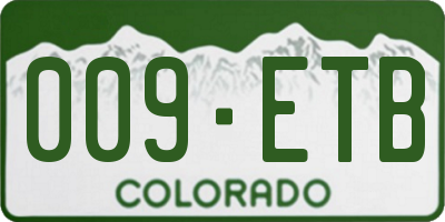 CO license plate 009ETB