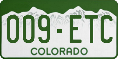 CO license plate 009ETC