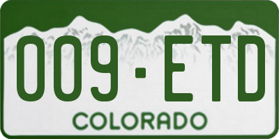 CO license plate 009ETD