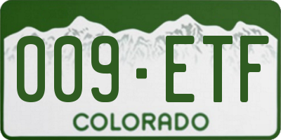 CO license plate 009ETF