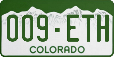 CO license plate 009ETH