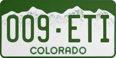 CO license plate 009ETI