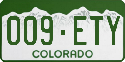 CO license plate 009ETY