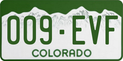 CO license plate 009EVF