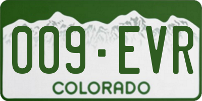 CO license plate 009EVR