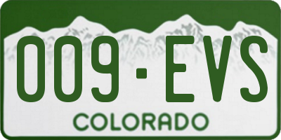 CO license plate 009EVS