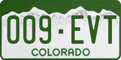 CO license plate 009EVT