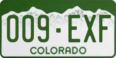 CO license plate 009EXF