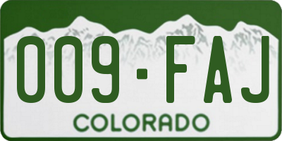 CO license plate 009FAJ