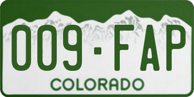 CO license plate 009FAP