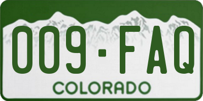 CO license plate 009FAQ