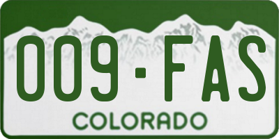 CO license plate 009FAS