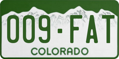 CO license plate 009FAT
