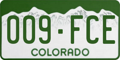 CO license plate 009FCE