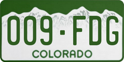 CO license plate 009FDG