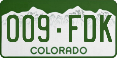 CO license plate 009FDK