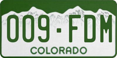 CO license plate 009FDM