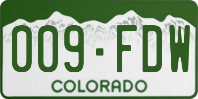 CO license plate 009FDW