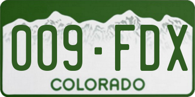 CO license plate 009FDX