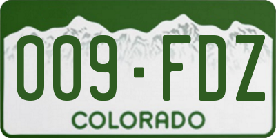 CO license plate 009FDZ