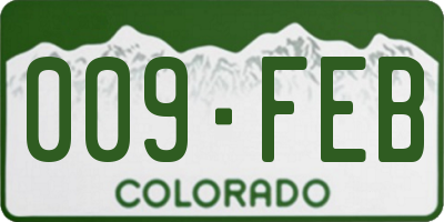 CO license plate 009FEB
