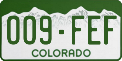 CO license plate 009FEF