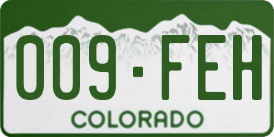 CO license plate 009FEH