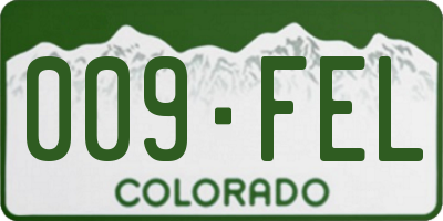 CO license plate 009FEL