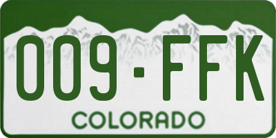 CO license plate 009FFK